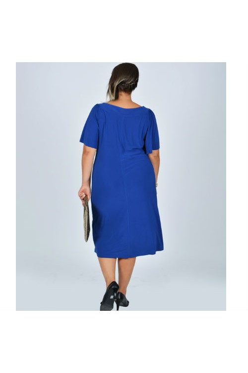 Nidya Moda Büyük Beden Kadın Saks Yaka Taşlı Çiçek Aksesuar Sandy Abiye Elbise-4026SX Nidya Moda Büyük Beden Kadın Saks Yaka Taşlı Çiçek Aksesuar Sandy Abiye Elbise-4026SX