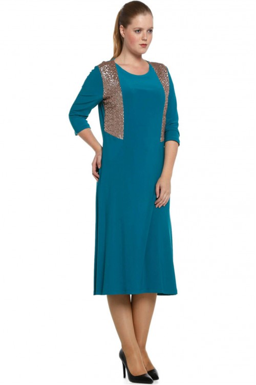 Nidya Moda Büyük Beden Kadın Turkuaz Kupları Pullu Payet Kombin Sandy  Abiye Elbise-4060T Nidya Moda Büyük Beden Kadın Turkuaz Kupları Pullu Payet Kombin Sandy  Abiye Elbise-4060T