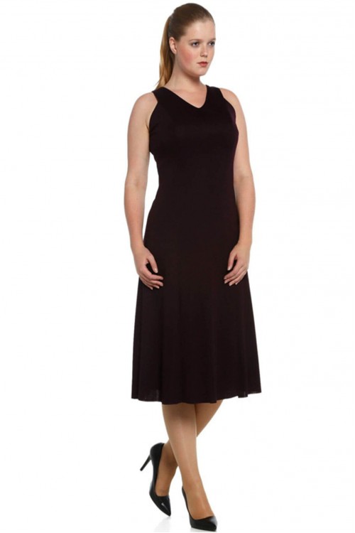 Nidya Moda Büyük Beden Kadın Mürdüm Yüzücü Kesim Kol Örme Abiye Elbise-4064M Nidya Moda Büyük Beden Kadın Mürdüm Yüzücü Kesim Kol Örme Abiye Elbise-4064M