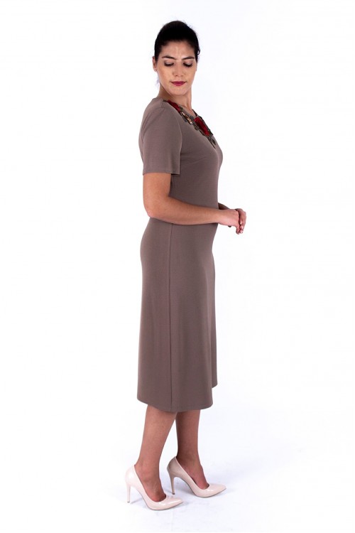 Nidya Moda Büyük Beden Kadın Vizon Gelincik Aplik Yaka Abiye Elbise-4130V Nidya Moda Büyük Beden Kadın Vizon Gelincik Aplik Yaka Abiye Elbise-4130V
