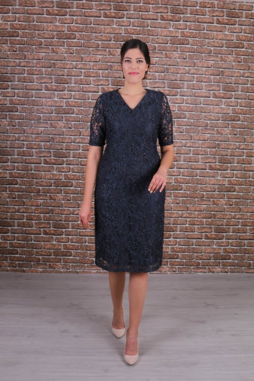 Nidya Moda Büyük Beden Kadın Antrasit Gri Kordoneli Sim Dantel Abiye  Elbise-4161G