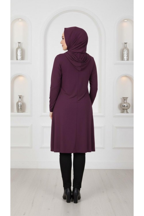 Nidya Moda Büyük Beden Kadın Mürdüm Kapüşonlu Kuşaklı Spor Ceket-1016SM Nidya Moda Büyük Beden Kadın Mürdüm Kapüşonlu Kuşaklı Spor Ceket-1016SM