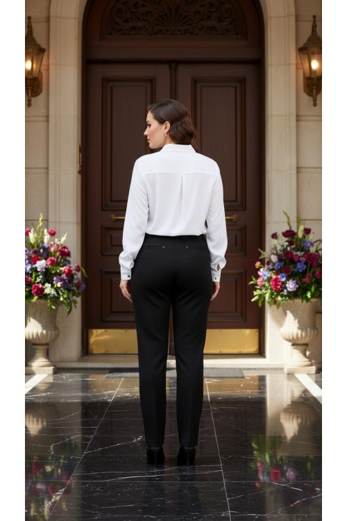 Nidya Moda Büyük Beden Kadın Siyah Beli Lastikli Kumaş Pantolon-2020AS Nidya Moda Büyük Beden Kadın Siyah Beli Lastikli Kumaş Pantolon-2020AS