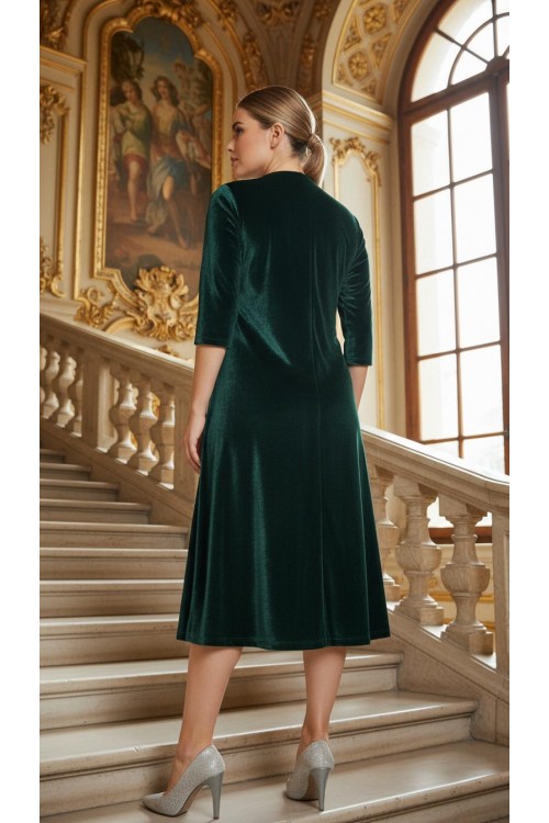 Nidya Moda Büyük Beden Kadın Yeşil Yaka İnci Işli Kadife Abiye Elbise-4072y Nidya Moda Büyük Beden Kadın Yeşil Yaka İnci Işli Kadife Abiye Elbise-4072y