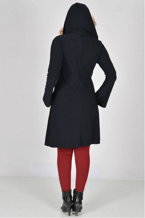 Nidya Moda Büyük Beden Kadın Lacivert Kapüşonlu Kuşaklı Spor Ceket-1016SL Nidya Moda Büyük Beden Kadın Lacivert Kapüşonlu Kuşaklı Spor Ceket-1016SL