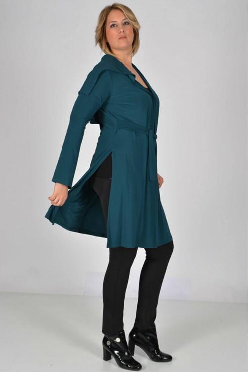 Nidya Moda Büyük Beden Kadın Yeşil Kapşonlu Kuşaklı Sandy Spor Ceket-1016sy Nidya Moda Büyük Beden Kadın Yeşil Kapşonlu Kuşaklı Sandy Spor Ceket-1016sy