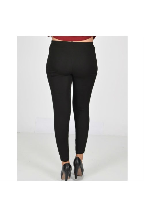 Nidya Moda Büyük Beden Kadın Siyah  Deri Kombinli Tayt-2052S Nidya Moda Büyük Beden Kadın Siyah  Deri Kombinli Tayt-2052S