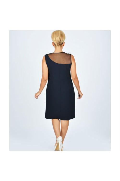 Nidya Moda Büyük Beden Kadın Lacivert Tülü Taş İşli  Krep Abiye  Elbise-4011L Nidya Moda Büyük Beden Kadın Lacivert Tülü Taş İşli  Krep Abiye  Elbise-4011L