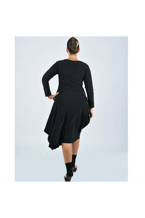 Nidya Moda Büyük Beden Kadın Siyah Dantel Cepli  Asimetrik Sandy Elbise-4021S Nidya Moda Büyük Beden Kadın Siyah Dantel Cepli  Asimetrik Sandy Elbise-4021S