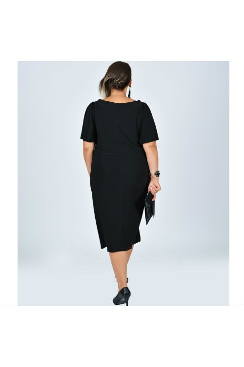 Nidya Moda Büyük Beden Kadın Siyah Yaka  Taşlı Aksesuarlı Sandy Abiye Elbise-4026S Nidya Moda Büyük Beden Kadın Siyah Yaka  Taşlı Aksesuarlı Sandy Abiye Elbise-4026S