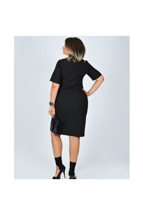 Nidya Moda Büyük Beden Kadın Siyah Yaka Taşlı  Krep Abiye Elbise-4027S Nidya Moda Büyük Beden Kadın Siyah Yaka Taşlı  Krep Abiye Elbise-4027S