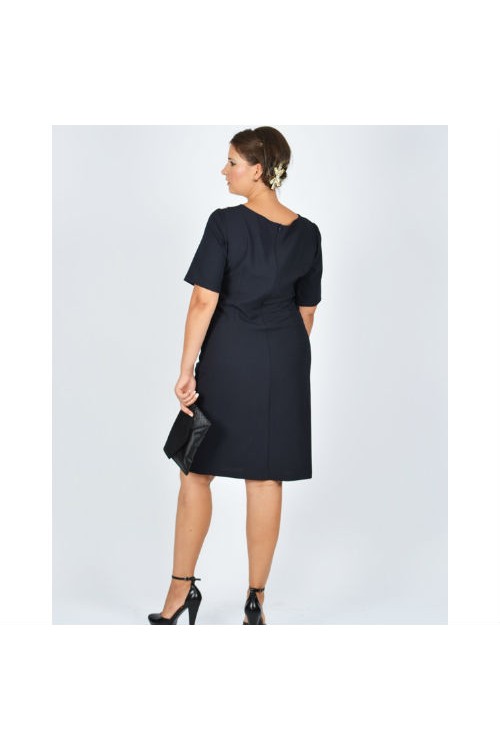 Nidya Moda Büyük Beden Kadın Lacivert Omuz Beyaz Ay Kombin Krep Abiye  Elbise-4031L Nidya Moda Büyük Beden Kadın Lacivert Omuz Beyaz Ay Kombin Krep Abiye  Elbise-4031L