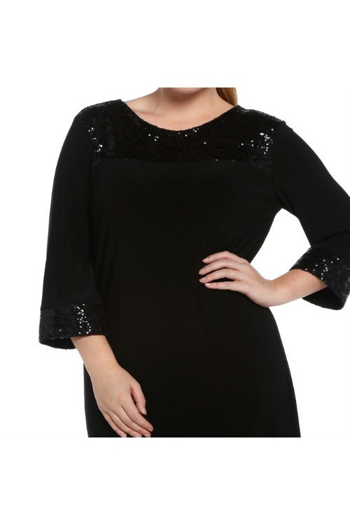 Nidya Moda Büyük Beden Kadın Siyah Pullu Payet Konbin Sandy Abiye Elbise-4056S Nidya Moda Büyük Beden Kadın Siyah Pullu Payet Konbin Sandy Abiye Elbise-4056S