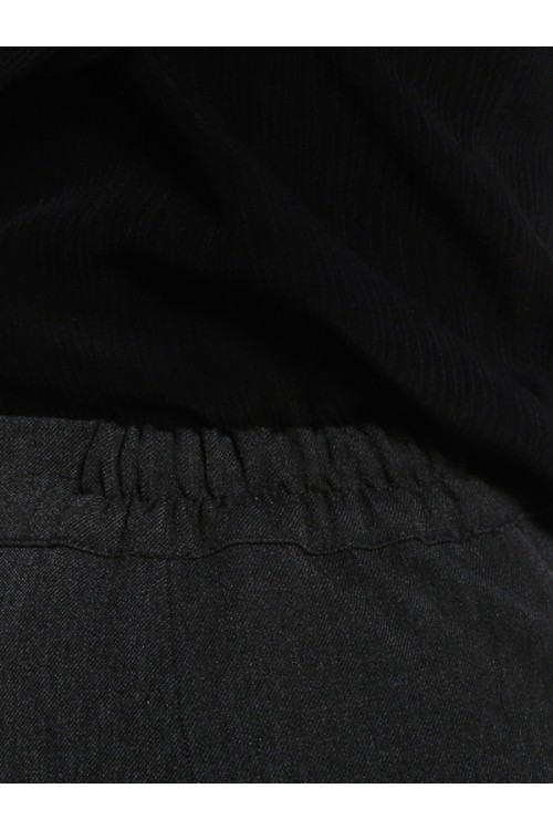 Nidya Moda Büyük Beden Kadın Antrasit Gri Nervürlü Bilek Boy Kumaş Pantolon -2014G