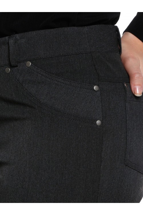 Nidya Moda Büyük Beden kadın Antrasit Gri Çift Filoto Kumaş Pantolon-2019G