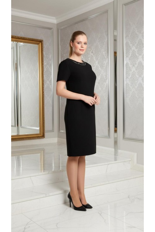 Nidya Moda Büyük Beden Kadın Siyah Sırt V Tül Kombin Taş İşli Krep Abiye Elbise-4068S Nidya Moda Büyük Beden Kadın Siyah Sırt V Tül Kombin Taş İşli Krep Abiye Elbise-4068S