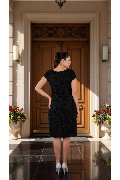 Nidya Moda Büyük Beden Kadın Siyah Vako Simli Dantel Abiye Elbise-4035YS Nidya Moda Büyük Beden Kadın Siyah Vako Simli Dantel Abiye Elbise-4035YS