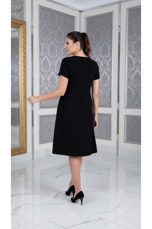 Nidya Moda Büyük Beden Kadın Siyah Lazer Yaka Taş İşli Krep Abiye Elbise-4106S Nidya Moda Büyük Beden Kadın Siyah Lazer Yaka Taş İşli Krep Abiye Elbise-4106S