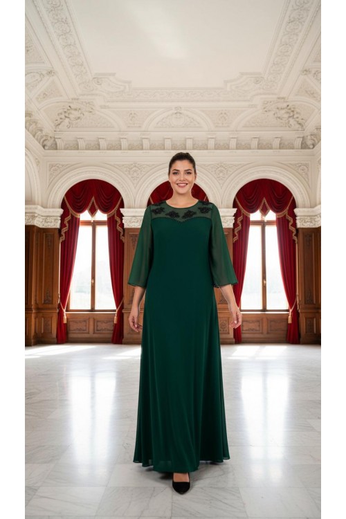 Nidya Moda Büyük Beden Kadın Yeşil Şifon Kol Roba Tül Taşlı Motif Uzun Sandy Abiye Elbise-4115Y Nidya Moda Büyük Beden Kadın Yeşil Şifon Kol Roba Tül Taşlı Motif Uzun Sandy Abiye Elbise-4115Y