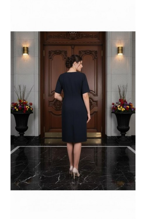 Nidya Moda Büyük Beden Kadın Lacivert Omuz Taşlı Serit Krep Abiye Elbise-4155AL Nidya Moda Büyük Beden Kadın Lacivert Omuz Taşlı Serit Krep Abiye Elbise-4155AL