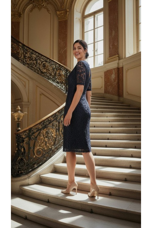 Nidya Moda Büyük Beden Kadın Antrasit Gri Kordoneli Sim Dantel Abiye  Elbise-4161G