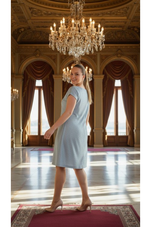 Nidya Moda Büyük Beden Kadın Mint Simli Kaplama Dantel Vako Abiye Elbise-4035SMT